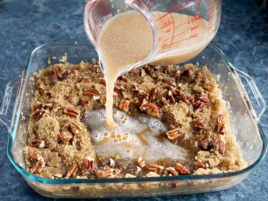 Pecan Pie Cobbler with Vanilla Ice Cream,Thanksgiving Dessert Ideas,Pecan Dessert Recipe,Pecan Pie with Cobbler Topping,Old-Fashioned Pecan Pie Cobbler