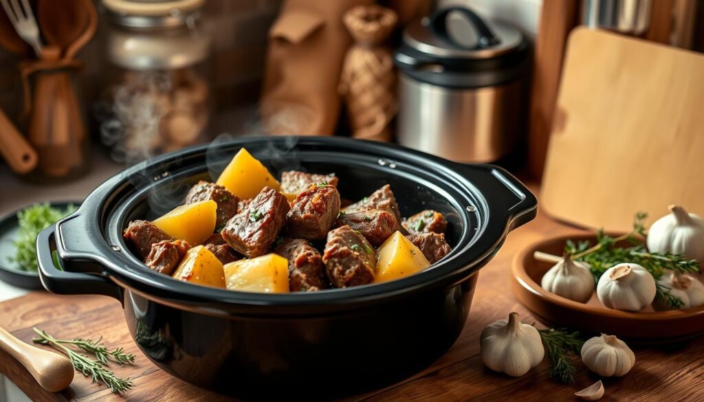 Slow Cooker Garlic Butter Beef Bites